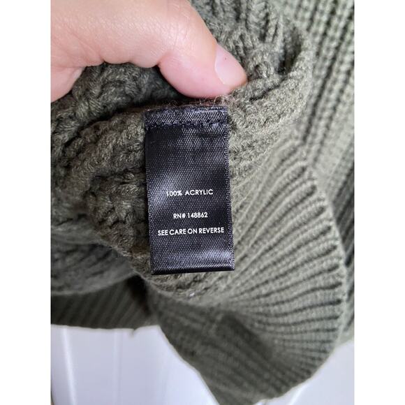 Torrid Womens Sweater Sz 0 L 12 Olive Green Cable Tie Back Thick Bow - Picture 10 of 10